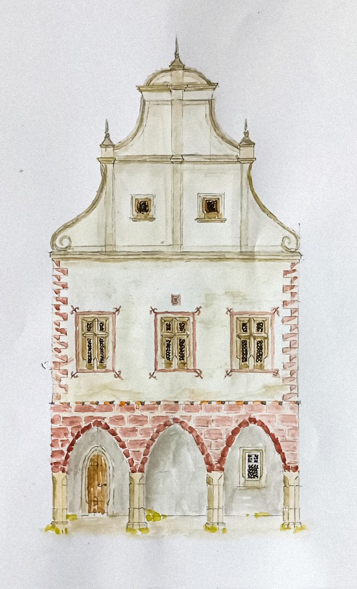 wojczym's tweet image. Renaissance bourgeois house. #architecture #Watercolor #paintings