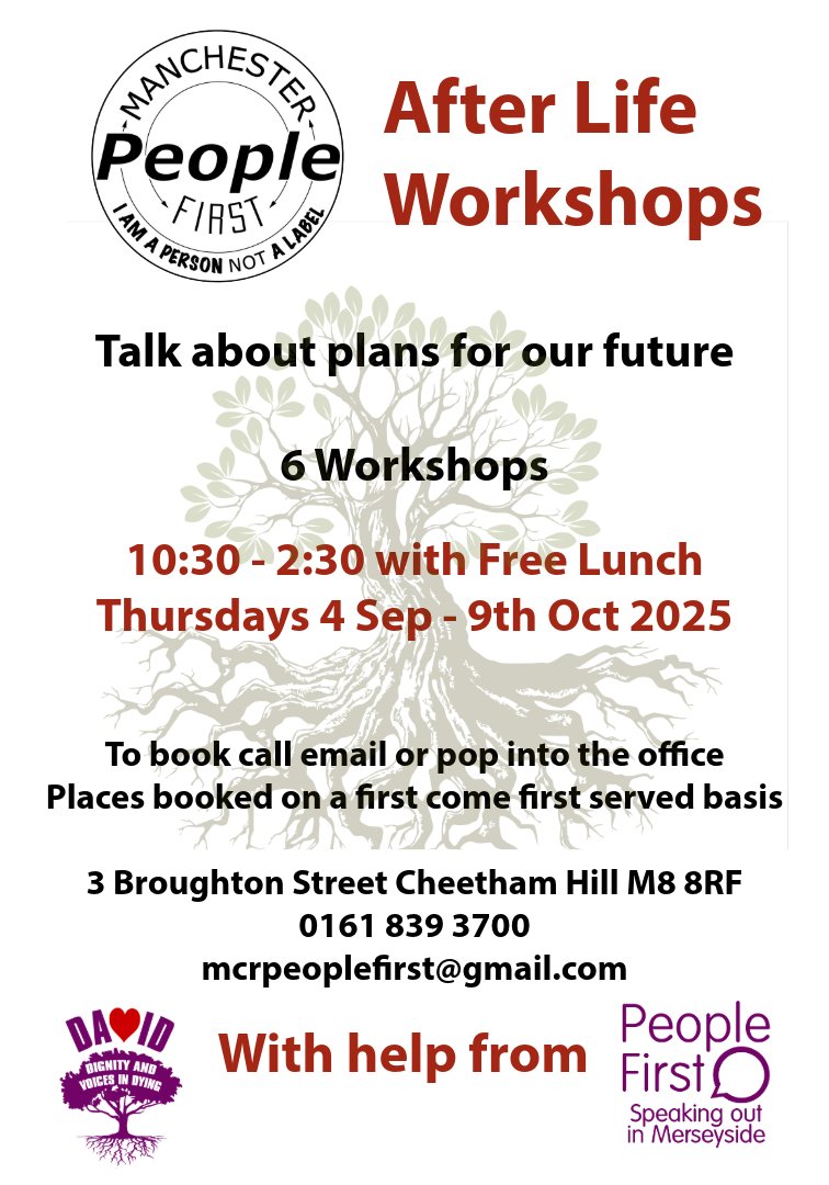 This years 2025 workshops 

We will be talking about all things 
After Life 

6 workshops 

Very Very limited spaces on this workshop 

See poster for more info .....

#BetterTogether