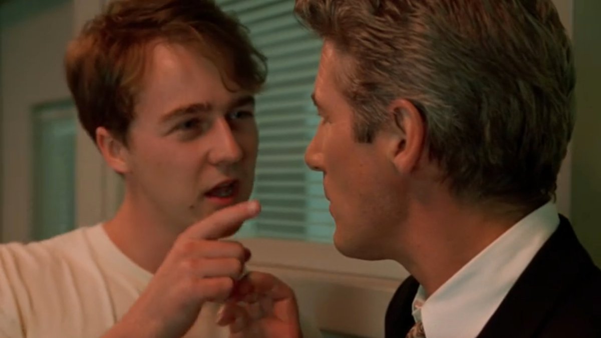 PRIMAL FEAR (1996): Chicago archbishop is brutally murdered; attention-seeking attorney Gere takes on case despite seemingly guilty client. Superior courtroom thriller marked by elegance, twists galore and legendary climax. Outstanding cast marks Norton's unforgettable debut. 5/5