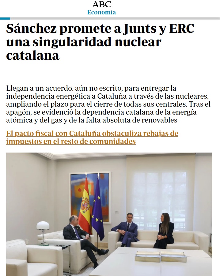 Las cesiones a cambio de un sorbo más de poder no cesan. La energía no puede ser moneda de cambio de la timba en la que Sánchez ha convertido la gobernabilidad de España. Es una nueva afrenta a la igualdad de los españoles y nos tendrán enfrente. España necesita pasar página de