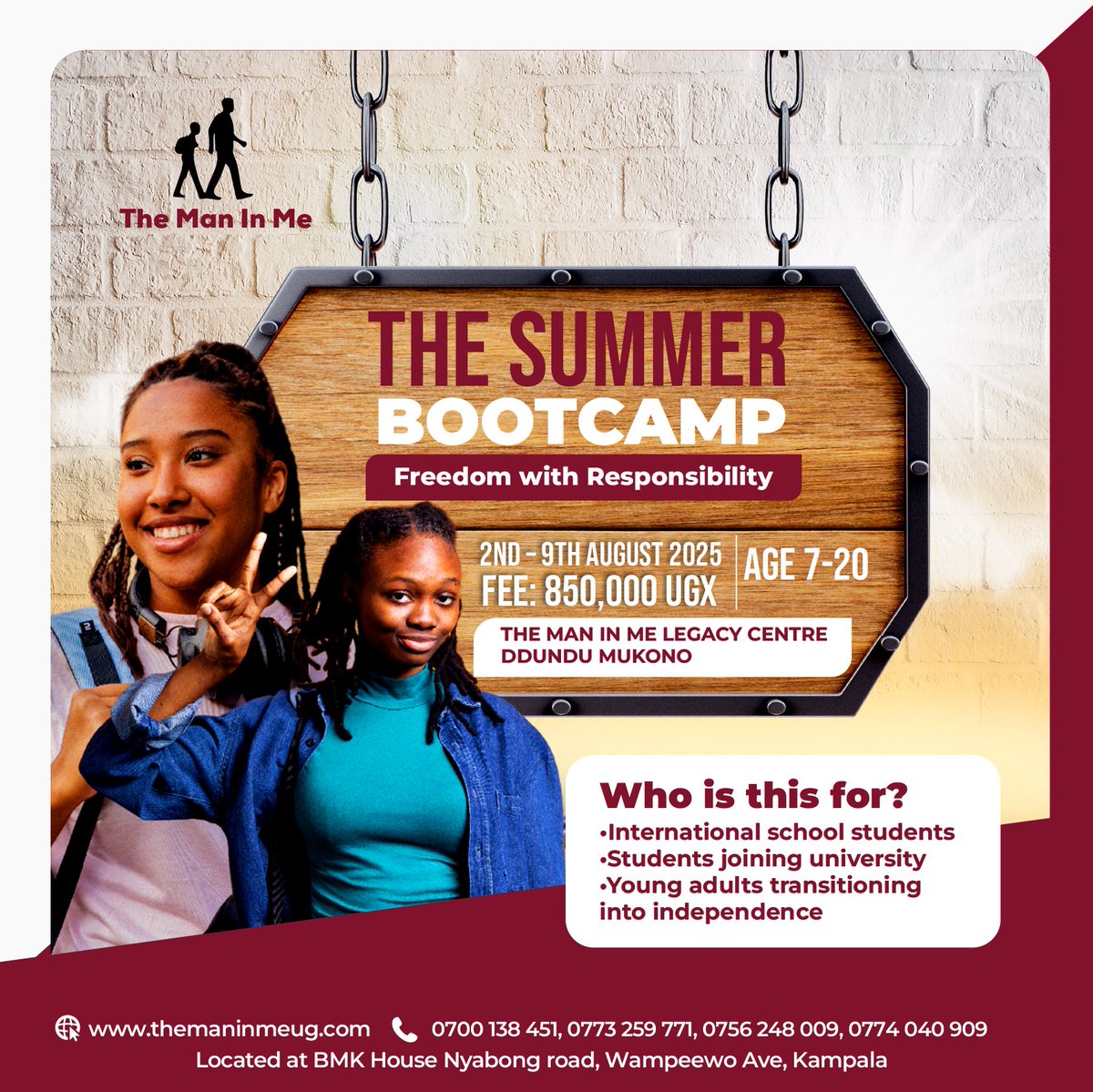 Maninme_ug's tweet image. We have our sisters well catered for too! 💪🏾✨ it’s a safe, empowering space for all young people aged 7–20 to grow, learn, and thrive. #FreedomWithResponsibility #TheManInMe #SummerBootcamp2025”