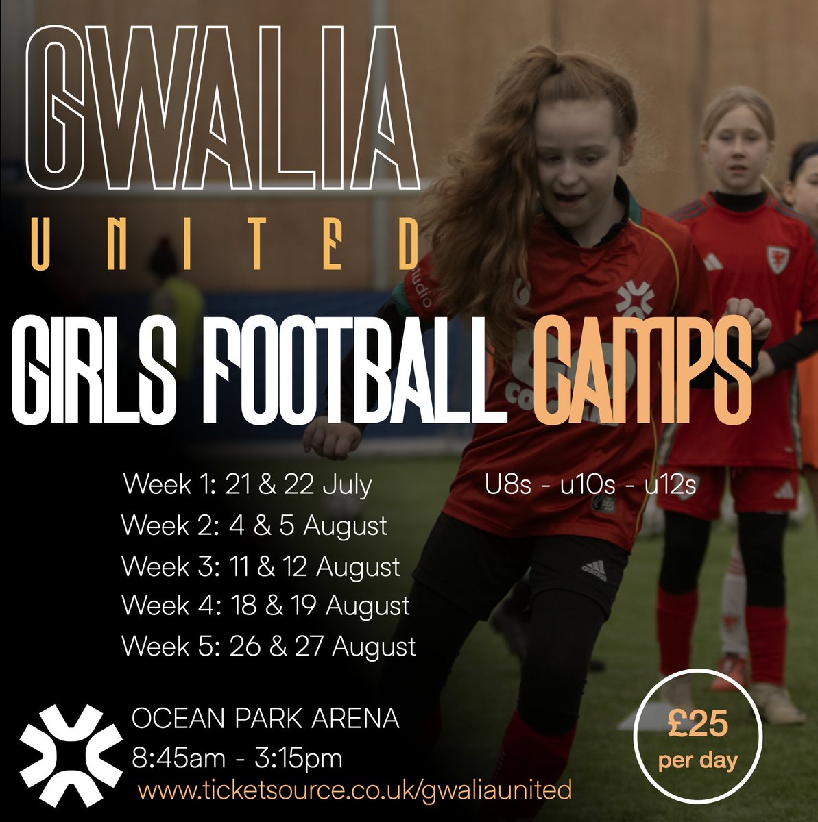 Our Girls Summer Camps Have Opened! Don't miss out: Get Your Tickets Here: 
ticketsource.co.uk/gwaliaunited