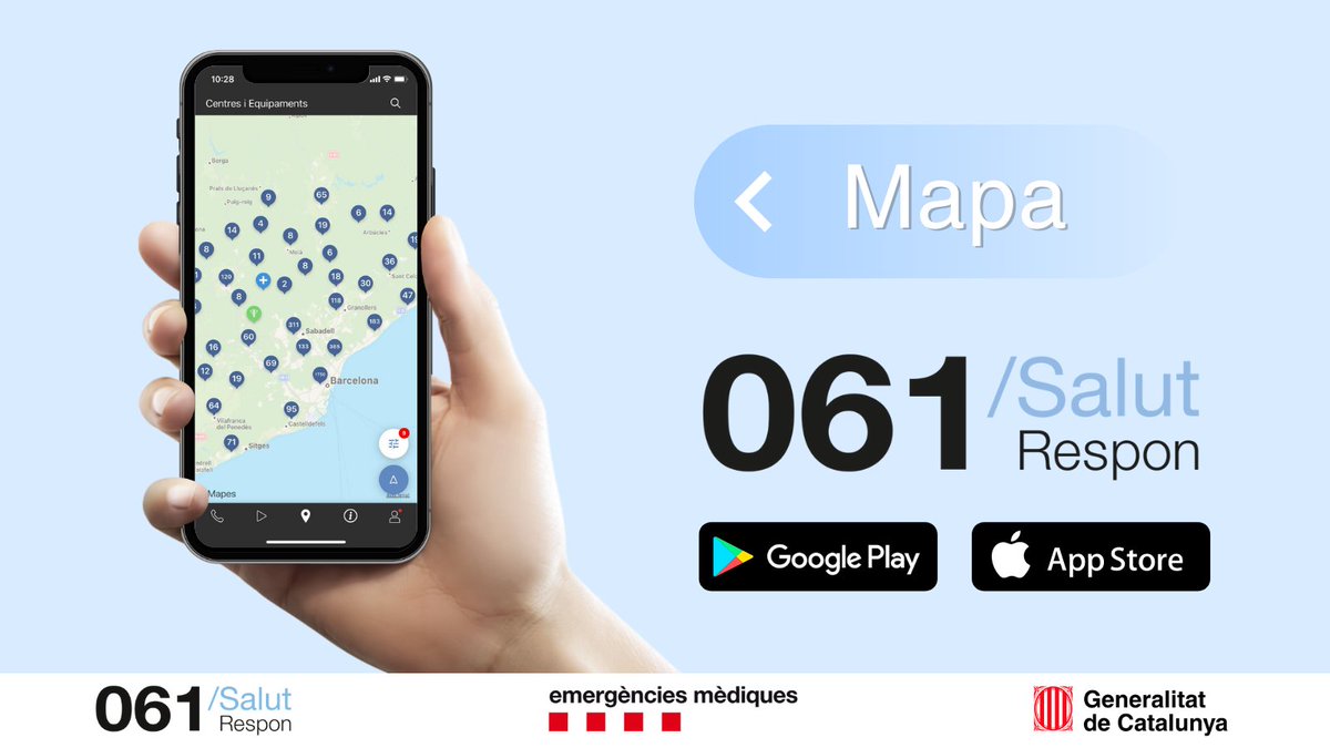 📍 Saps que l'app 061 Salut Respon et permet localitzar tots els CAP, CUAP i hospitals de Catalunya al mapa?

📱 Descarrega-la al teu mòbil per accedir a tota la informació!