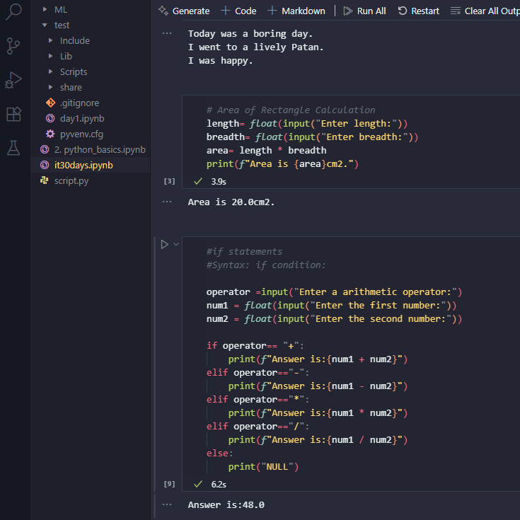 aayuc429143's tweet photo. Day5/30: Today I learnt about the user inputs and formatted outputs along with typecasting. I also learnt about the basics of if else statements in python. #pitc30days #primeitclub #pitc_python #learningwithpitc https://t.co/Da2Z4S0NGS