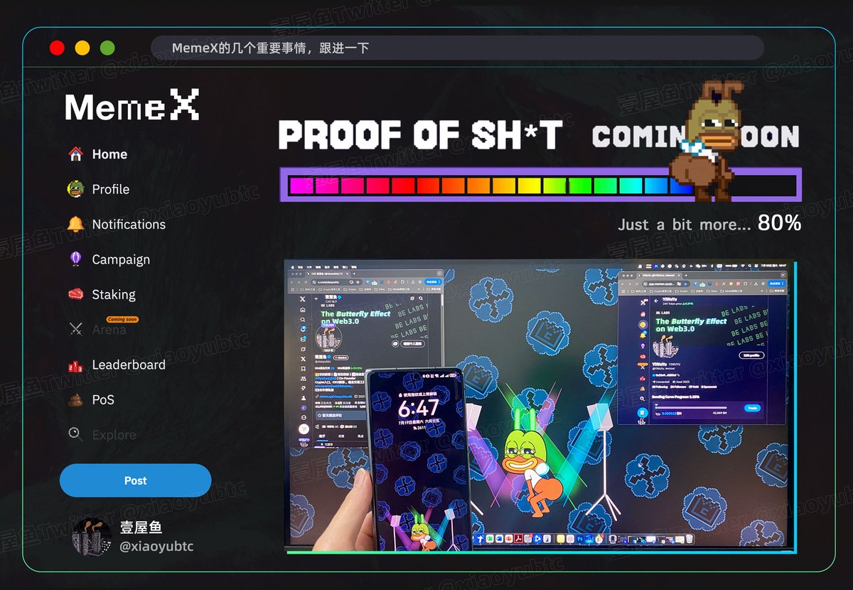 xiaoyubtc's tweet image. MemeX @MemeX_MRC20 的几个重要事情,跟进一下
▰ 申请大使计划
▰ PoS 进度已经82%
▰ 设置手机电脑桌面壁纸
下面展开讲讲需要注意的几个细节
➤ 申请大使计划
Memecore @MemeCore_ORG 正在招募大使,这是一次真正面向 meme 文化深度玩家的长期合作。项目方希望找到一批对 meme…