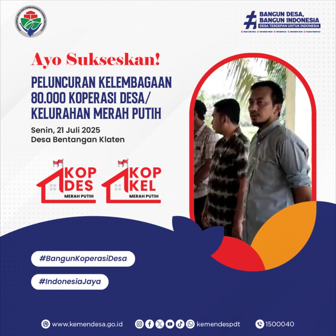 โณ๐'๐๐ฝ๐พ ๐
๐ฟ๐ฟ (@abdullmuthy) on Twitter photo Peluncuran Kelembagaan Koperasi Desa
#BangunKoperasiDesa
#IndonesiaJaya
<a href="/prabowo/">Prabowo Subianto</a>
<a href="/YandriSusanto27/">Yandri Susanto</a>
<a href="/ArizaPatria/">Ariza Patria</a>
<a href="/taufikmadjid71/">IG : taufik.madjid</a>
<a href="/kemendespdt/">#BangunDesaBangunIndonesia</a>
<a href="/bpsdmkemendesa/">Bpsdm Kemendesa</a>
<a href="/desapenusantara/">desapesonanusantara</a> Peluncuran Kelembagaan Koperasi Desa
#BangunKoperasiDesa
#IndonesiaJaya
<a href="/prabowo/">Prabowo Subianto</a>
<a href="/YandriSusanto27/">Yandri Susanto</a>
<a href="/ArizaPatria/">Ariza Patria</a>
<a href="/taufikmadjid71/">IG : taufik.madjid</a>
<a href="/kemendespdt/">#BangunDesaBangunIndonesia</a>
<a href="/bpsdmkemendesa/">Bpsdm Kemendesa</a>
<a href="/desapenusantara/">desapesonanusantara</a>