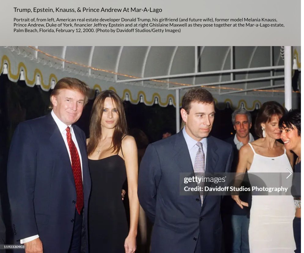 KremlinTrolls's tweet image. Melania and Donald Trump partying with Jeffrey Epstein, Prince Andrew and Ghislaine Maxwell at Mar-a-Lago
1995 - 2000
Other notable figures: Gwendolyn Beck who took part in orgies with Epstein, Michael Bolton and college student and socialite Celina Midelfart