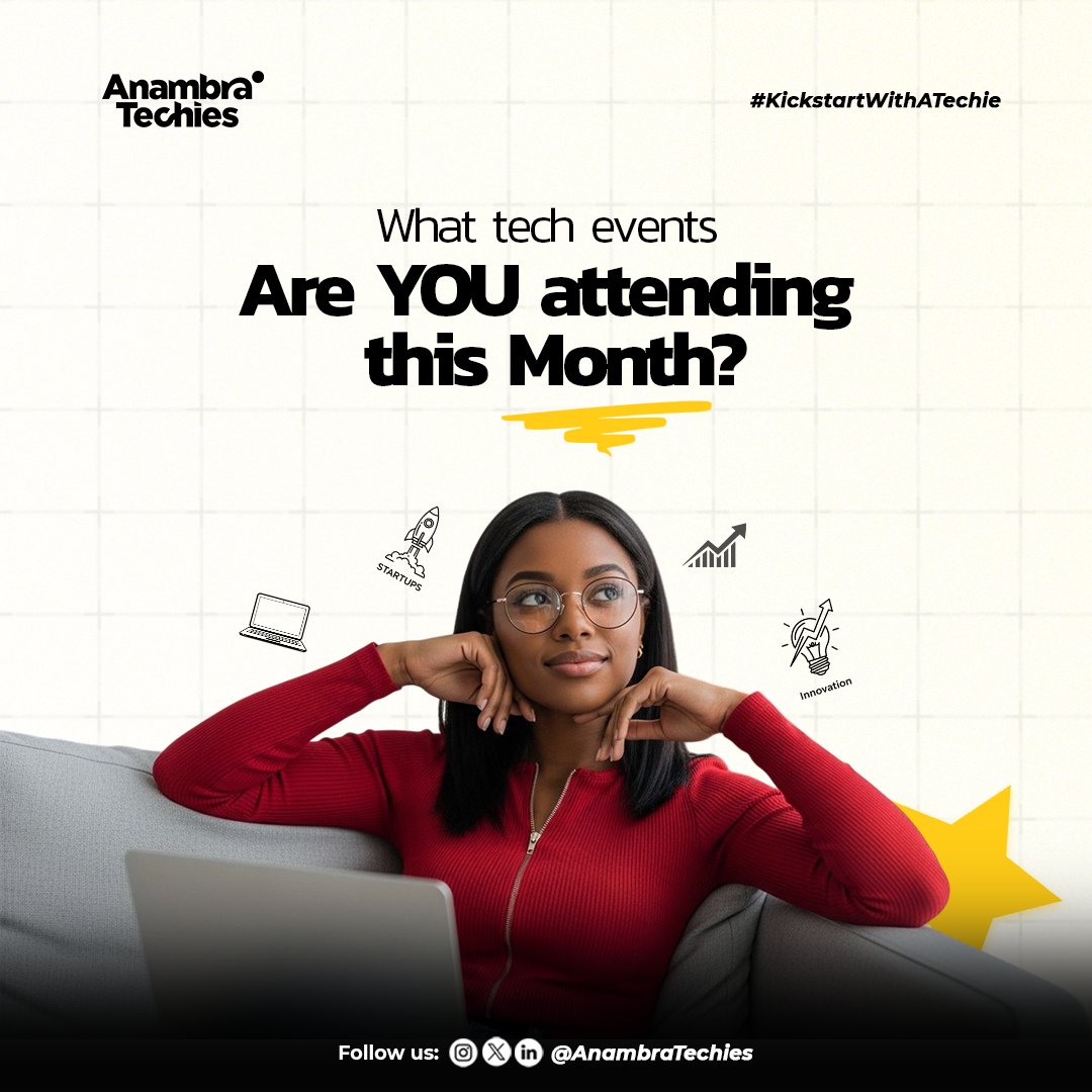 AnambraTechies's tweet image. Techies, gather here! 🚀
What tech events are YOU attending this month?
Conferences? Hackathons? Meetups? 👩🏽💻💡
Stay plugged in, grow your network, and build with the best.
Let’s make this month count! 💥
#anambratechies #techevolution #hackathon