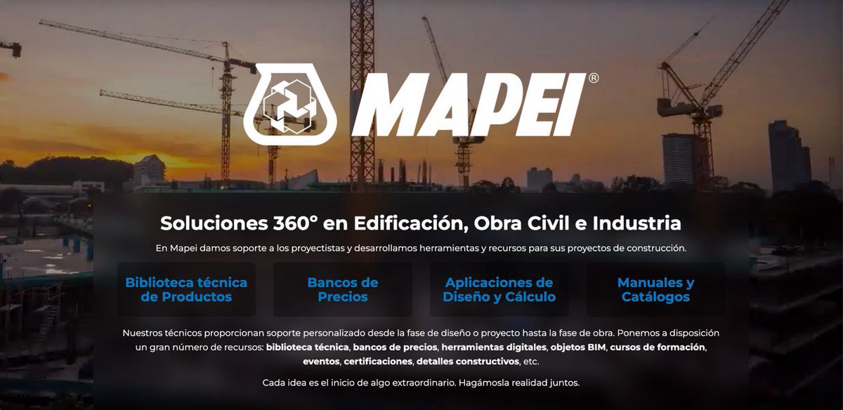 🔵 Mapei lanza su nueva página de Prescripción en España 👉 bit.ly/MapeiPrescripc… Un espacio pensado para proyectistas y profesionales de la construcción, donde encontrarás: 📄 Documentación técnica 📊 Partidas de precios de proyecto 📅 Agendas de eventos y jornadas de