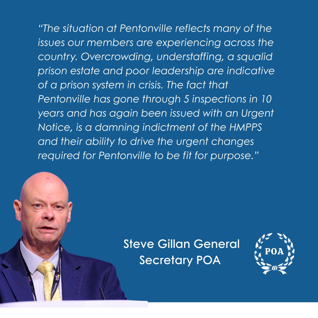 POAUnion's tweet image. It’s certainly not the fault of Prison Officers and related grades that a once proud and well run establishment is in decline. This is the fault of successive Governments in lack of investment and cutting budgets. Steve Gillan Gen Sec