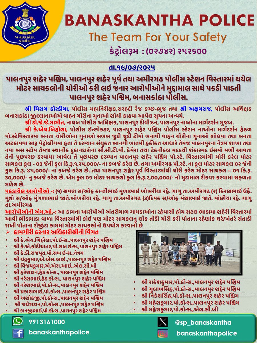 SP Banaskantha (@sp_banaskantha) on Twitter photo เชชเชพเชฒเชจเชชเซเชฐ เชถเชนเซเชฐ เชชเชถเซเชเชฟเชฎ, เชชเชพเชฒเชจเชชเซเชฐ เชถเชนเซเชฐ เชชเซเชฐเซเชต เชคเชฅเชพ เช
เชฎเซเชฐเชเชข เชชเซเชฒเซเชธ เชธเซเชเซเชถเชจ เชตเชฟเชธเซเชคเชพเชฐเชฎเชพเช เชฅเชฏเซเชฒ เชฎเซเชเชฐ เชธเชพเชฏเชเชฒเซเชจเซ เชเซเชฐเซเช เชเชฐเซ เชฒเช เชเชจเชพเชฐ เชเชฐเซเชชเซเชเชจเซ เชฎเซเชฆเซเชฆเชพเชฎเชพเชฒ เชธเชพเชฅเซ เชชเชเชกเซ เชชเชพเชกเชคเซ เชชเชพเชฒเชจเชชเซเชฐ เชถเชนเซเชฐ เชชเชถเซเชตเชฟเชฎ, เชฌเชจเชพเชธเชเชพเชเช เชพ เชชเซเชฒเซเชธ. #banaskanthapolice <a href="/dgpgujarat/">DGP Gujarat</a> <a href="/GujaratPolice/">Gujarat Police</a> <a href="/sanghaviharsh/">Harsh Sanghavi</a> <a href="/IGP_BorderRange/">IGP BORDER RANGE - BHUJ</a> <a href="/CMOGuj/">CMO Gujarat</a> เชชเชพเชฒเชจเชชเซเชฐ เชถเชนเซเชฐ เชชเชถเซเชเชฟเชฎ, เชชเชพเชฒเชจเชชเซเชฐ เชถเชนเซเชฐ เชชเซเชฐเซเชต เชคเชฅเชพ เช
เชฎเซเชฐเชเชข เชชเซเชฒเซเชธ เชธเซเชเซเชถเชจ เชตเชฟเชธเซเชคเชพเชฐเชฎเชพเช เชฅเชฏเซเชฒ เชฎเซเชเชฐ เชธเชพเชฏเชเชฒเซเชจเซ เชเซเชฐเซเช เชเชฐเซ เชฒเช เชเชจเชพเชฐ เชเชฐเซเชชเซเชเชจเซ เชฎเซเชฆเซเชฆเชพเชฎเชพเชฒ เชธเชพเชฅเซ เชชเชเชกเซ เชชเชพเชกเชคเซ เชชเชพเชฒเชจเชชเซเชฐ เชถเชนเซเชฐ เชชเชถเซเชตเชฟเชฎ, เชฌเชจเชพเชธเชเชพเชเช เชพ เชชเซเชฒเซเชธ. #banaskanthapolice <a href="/dgpgujarat/">DGP Gujarat</a> <a href="/GujaratPolice/">Gujarat Police</a> <a href="/sanghaviharsh/">Harsh Sanghavi</a> <a href="/IGP_BorderRange/">IGP BORDER RANGE - BHUJ</a> <a href="/CMOGuj/">CMO Gujarat</a>