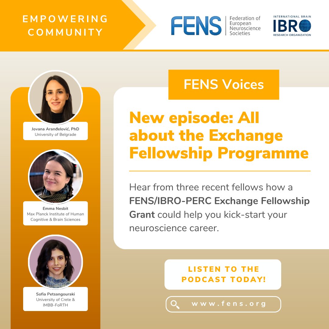 FENSorg's tweet image. 🔬 Looking to launch your #NeuroscienceCareer at a lab in another European country? 🌍
🧠 Then don’t miss the brand-new #FENSVoices podcast episode all about the #FENS-#IBRO-PERC #ExchangeFellowships Programme!
👉 loom.ly/IB1i7Xk
@IBROorg