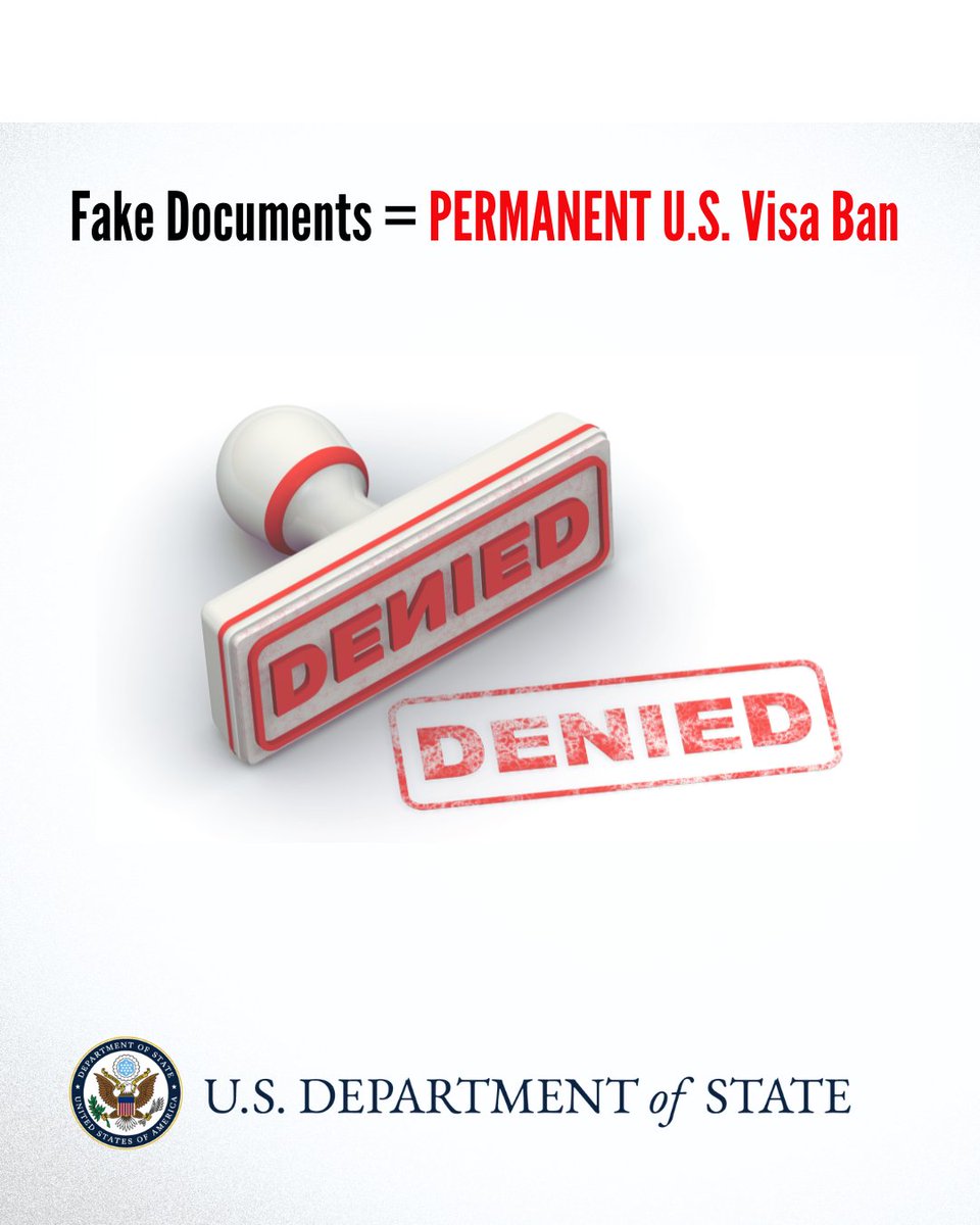 USinNigeria's tweet image. U.S. government interagency efforts combat fraud and will end illegal immigration. Those who commit visa fraud will be banned from the United States for life. A nation without borders is not a nation. We will pursue criminal charges against those who engage in visa fraud and…