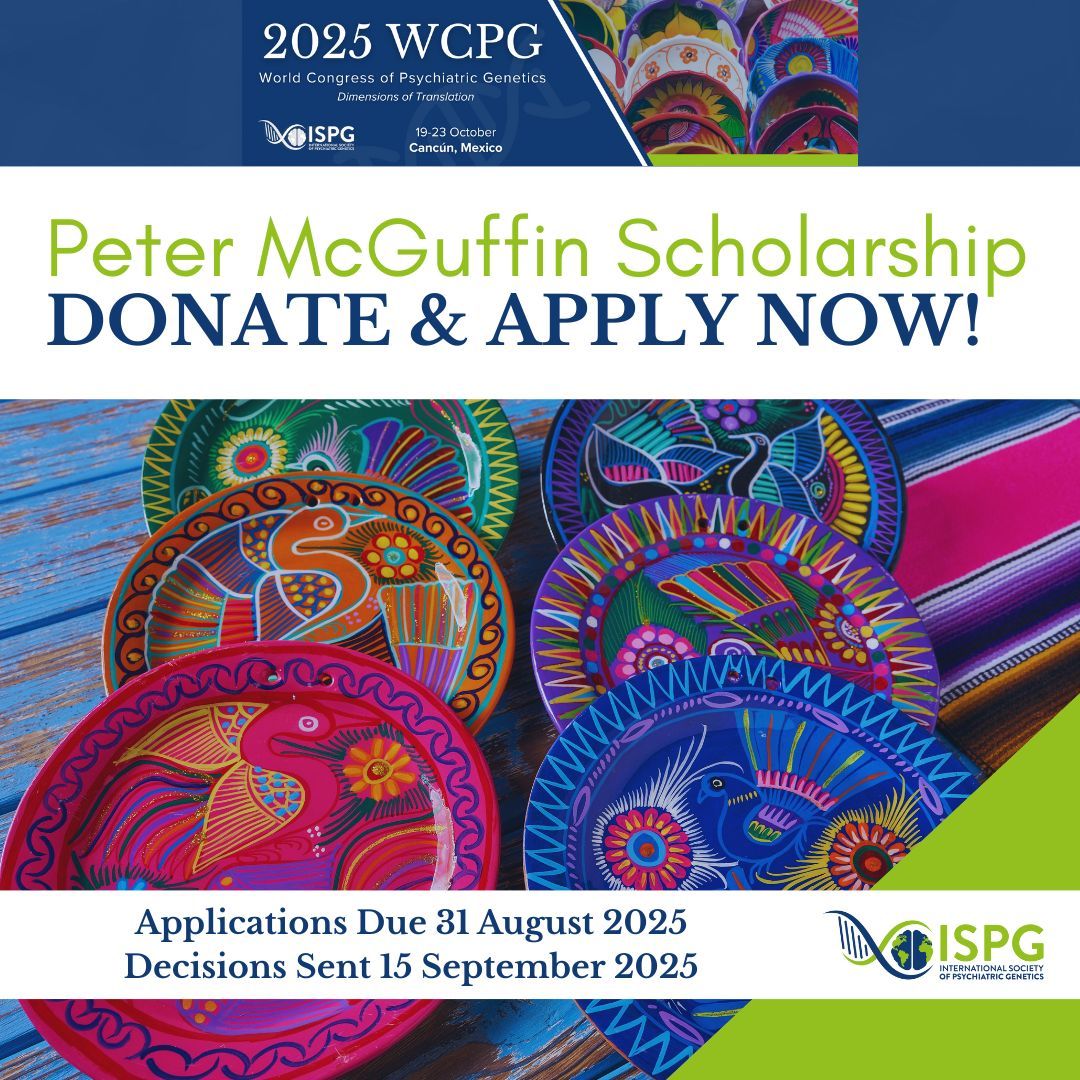 ISPGnet's tweet image. Peter McGuffin Memorial Scholarship
This donor-funded scholarship helps ISPG cover registration and travel costs for eligible applicants with attendance to the WCPG, depending on available funds.
Apply Now:forms.office.com/pages/response…
Donate Now: ispg.net/peter-mcguffin…