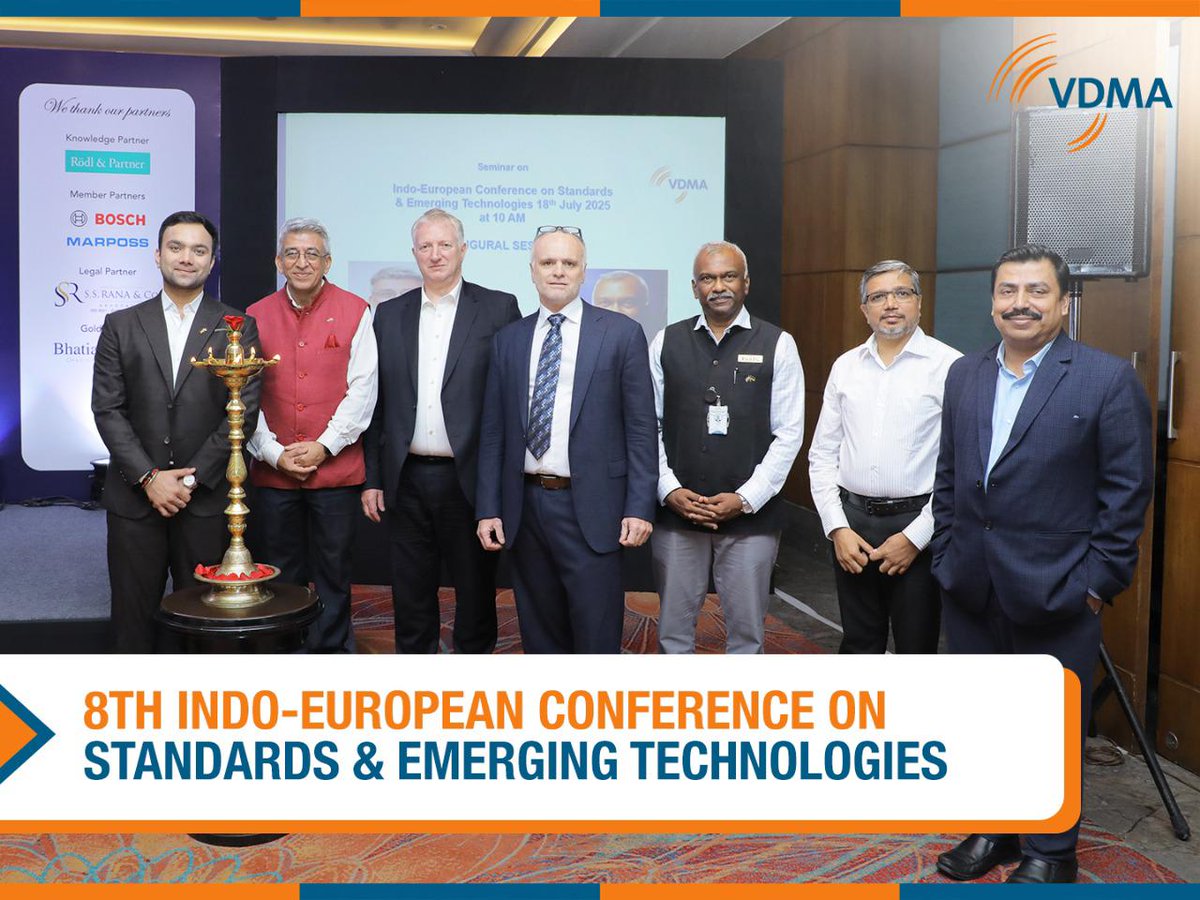 VDMA India, in association witindustry experts, hosted the Indo-European Conference on Standards &amp; Emerging Technologies on 18th July in Gurugram — bringing together regulators, legal minds &amp; innovators to discuss OTR 2024, quality, IP &amp; compliance in manufacturing.
#VDMAIndia