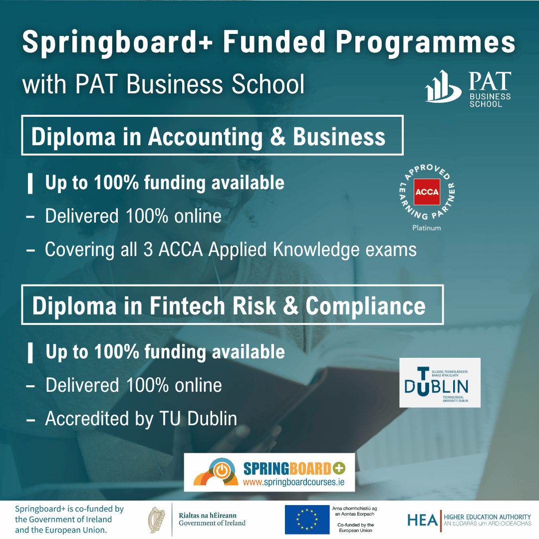 PAT Business School (@studywithpat) on Twitter photo Your dreams can become a reality with Springboard+ funding, helping you build a brighter future!
Take your career to the next level with our funded programmes.
For more information, visit our website: pat.edu.eu/springboard/
<a href="/HEA_Skills/">Springboard+</a> #skillsthatwork <a href="/WeAreTUDublin/">TU Dublin / OT Baile Ćtha Cliath</a> Your dreams can become a reality with Springboard+ funding, helping you build a brighter future!
Take your career to the next level with our funded programmes.
For more information, visit our website: pat.edu.eu/springboard/
<a href="/HEA_Skills/">Springboard+</a> #skillsthatwork <a href="/WeAreTUDublin/">TU Dublin / OT Baile Ćtha Cliath</a>