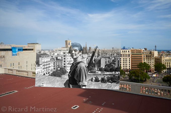 Nick Lloyd (@civil_war_spain) on Twitter photo Another great bit of rephotography by the Barcelonan maestro <a href="/ricard_martinez/">Ricard Martínez Teruel</a>. Marina Ginestà from the top of the old Colon Hotel, looking down on today's Plaça Catalunya taken #OnThisDate 21 June 1936, by Hans Gutmann, encapsulating the spirit of those revolutionary times Another great bit of rephotography by the Barcelonan maestro <a href="/ricard_martinez/">Ricard Martínez Teruel</a>. Marina Ginestà from the top of the old Colon Hotel, looking down on today's Plaça Catalunya taken #OnThisDate 21 June 1936, by Hans Gutmann, encapsulating the spirit of those revolutionary times