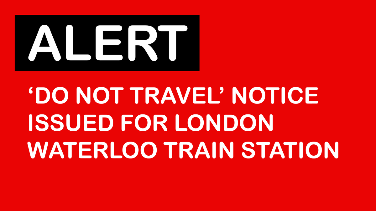 📌 LONDON: DO NOT TRAVEL NOTICE

🟥 ALERT: London Waterloo is currently experiencing major disruption after a fault with the signalling. Network Rail has warned that trains running to and from the station may face delays or cancellations.

ℹ️ DETAILS: facebook.com/ThamesValleyIn…