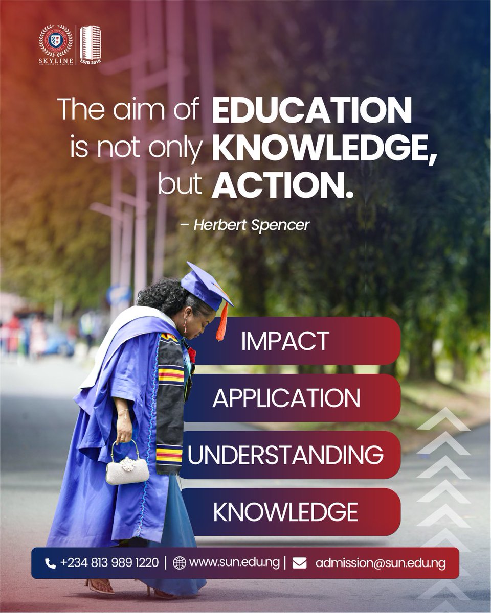 Education is more than books and classrooms; it's a call to action.

True learning doesn't end with knowing facts; it begins when you apply that knowledge to solve real-world problems, inspire change, and lead with purpose.

#mondaymotivation #skylineuniversitynigeria