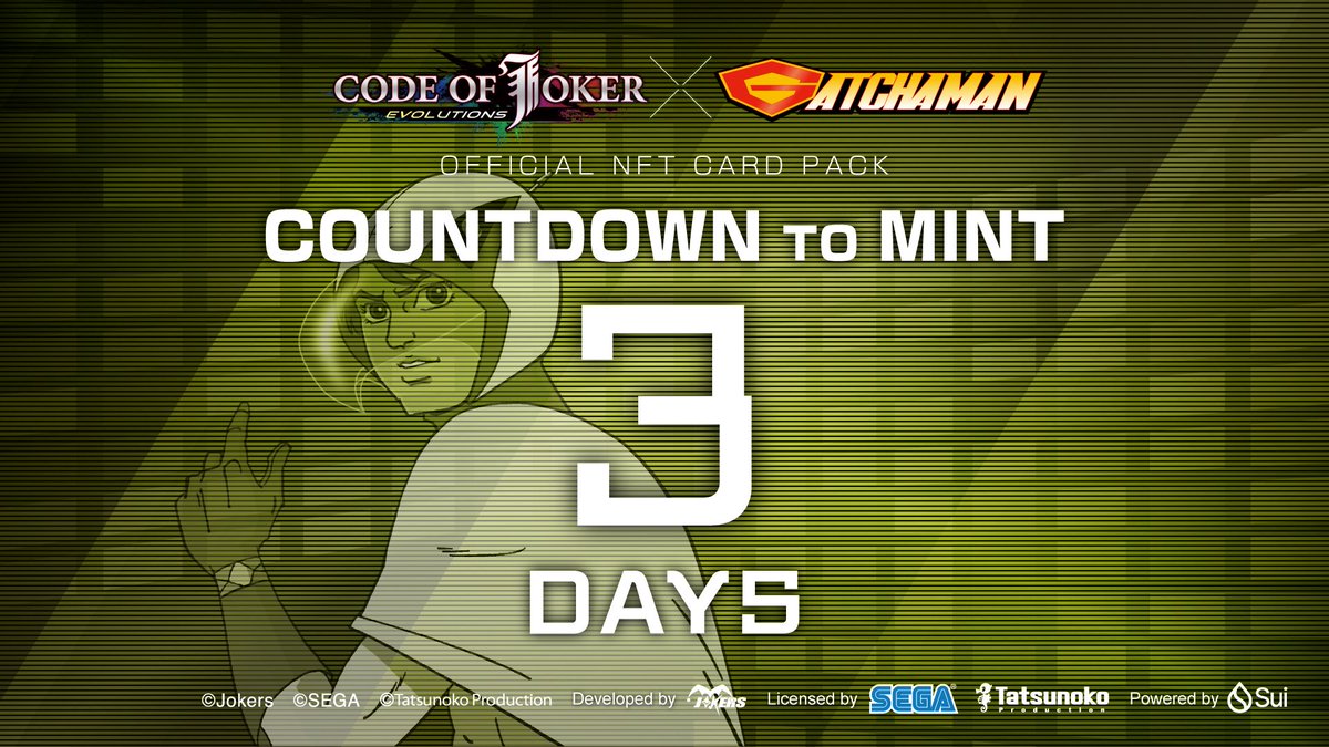 Project_Jcard's tweet image. ⏳ The final countdown has begun. Only 3 days left until The CODE OF JOKER EVOLUTIONS x GATCHAMAN NFT Card Pack Minting goes live! 🚀
Get ready for the ultimate collaboration. Don’t miss your chance to own the exclusive NFT card packs!!!! 🔥
Get whitelisted now:…