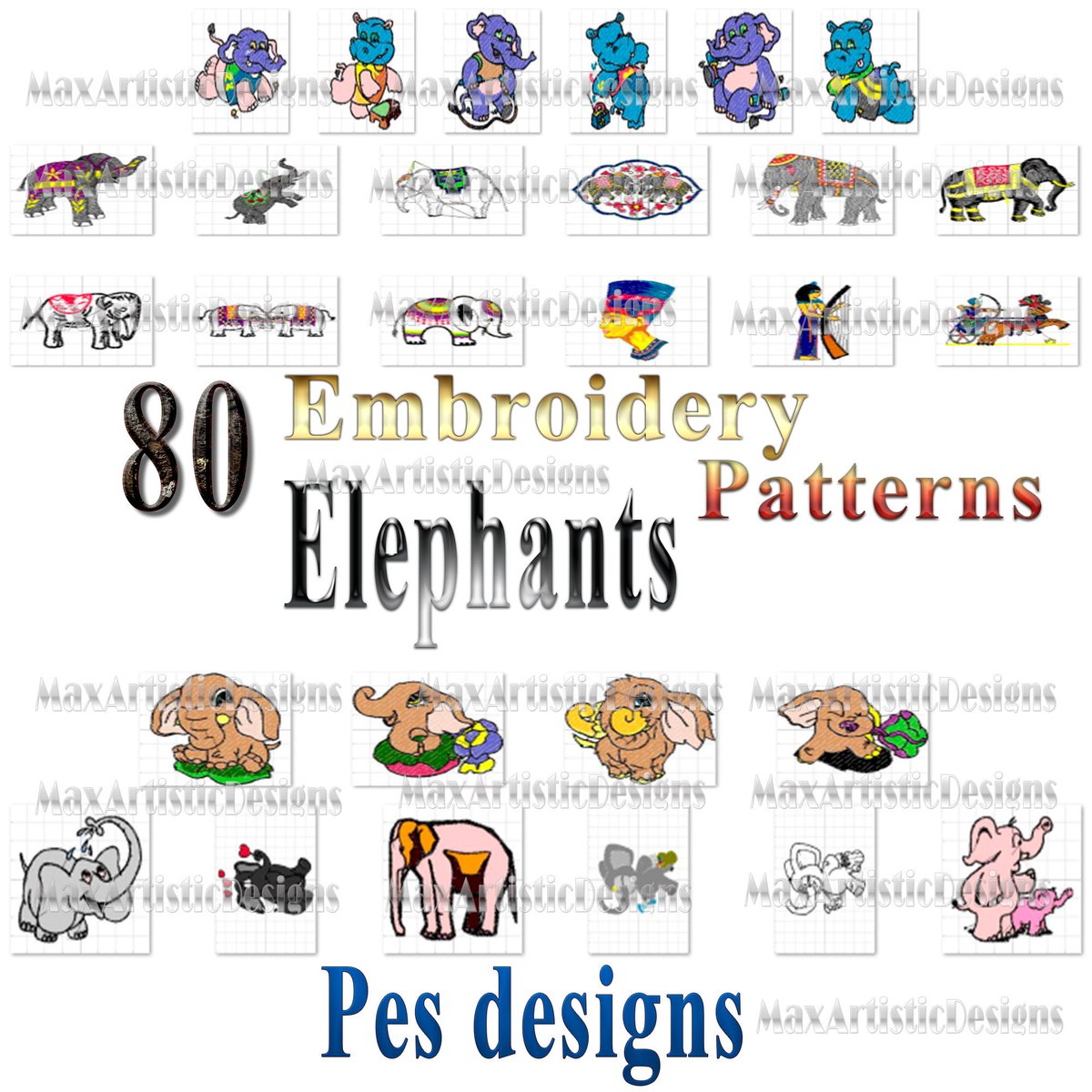 New product: 80+ baby elephant embroidery machine patterns in pes file format - Download 👉🏽👉🏽 etsy.com/listing/120231…