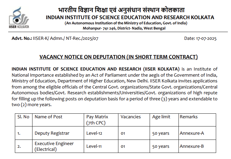 iiserkol's tweet image. ADVERTISEMENT FOR VARIOUS POSITIONS AT IISER KOLKATA

More details can be found at the following link.

apply.iiserkol.ac.in/jobs/

@EduMinOfIndia @PTI_News @PIB_India 
@skkhare781 @priyank_june