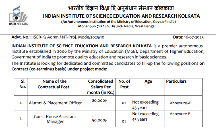 iiserkol's tweet image. ADVERTISEMENT FOR VARIOUS POSITIONS AT IISER KOLKATA

More details can be found at the following link.

apply.iiserkol.ac.in/jobs/

@EduMinOfIndia @PTI_News @PIB_India 
@skkhare781 @priyank_june