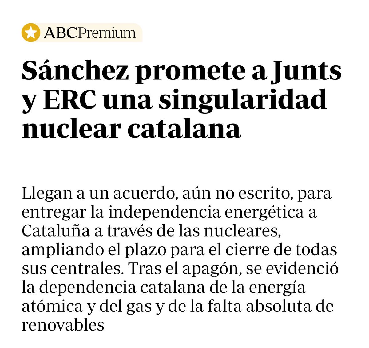 Si esta noticia se confirma, estaríamos ante una auténtica vergüenza: usar la energía nuclear como moneda de cambio político, mercadeando con el futuro de toda una industria que da empleo a más de 30.000 personas y comprometiendo la seguridad energética y el desarrollo económico