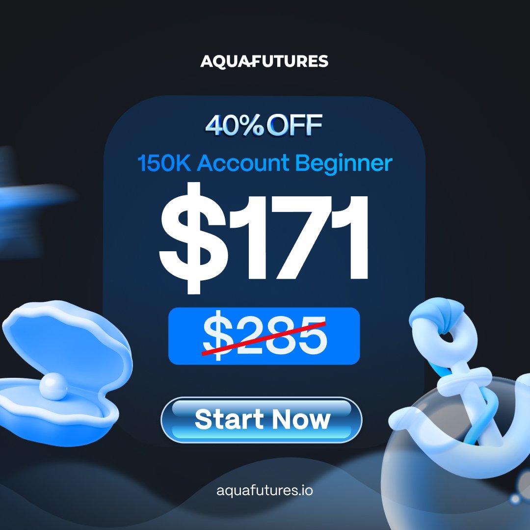 Aqua_Futures's tweet image. Get a 150K Beginner Account now for just $171!
40% OFF the regular $285 price
Just trade, earn, and withdraw 🌊