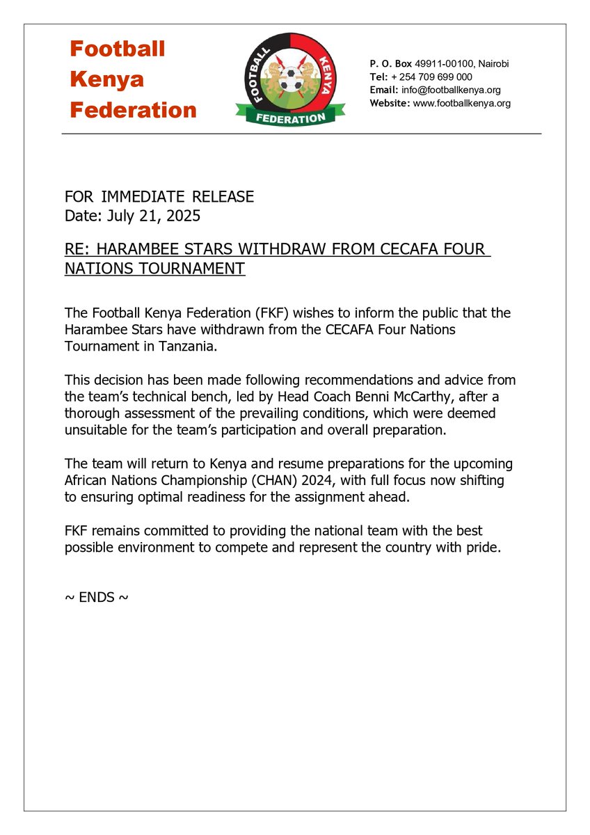 Football Kenya Federation tweet media