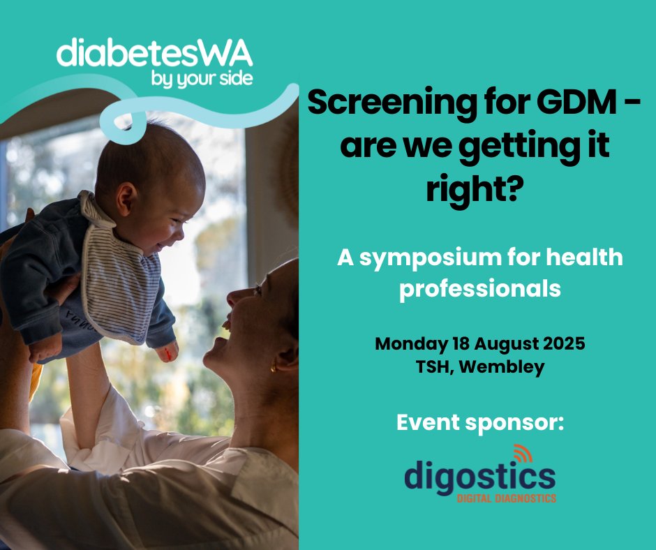 LDC_tweets's tweet image. Are you a health professional interested in learning about the challenges, research & innovations in screening for Gestational Diabetes Mellitus (GDM)?
LDC’s Prof @ClaireMeek5 is speaking at the @DiabetesWA symposium on 18th August.
Learn more & book: diabeteswa.com.au/GDM/