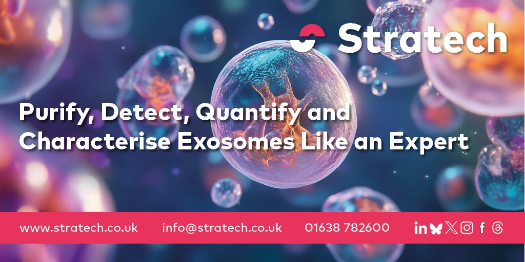 Stratech_UK's tweet image. Supporting all aspects of your #ExosomeResearch
Discover tech to overcome the current challenges related to standardising isolation & characterisation of #exosomes
Understand the full extent of their #biologicalfunctions & #therapeutics potential here: tinyurl.com/385rrkrb