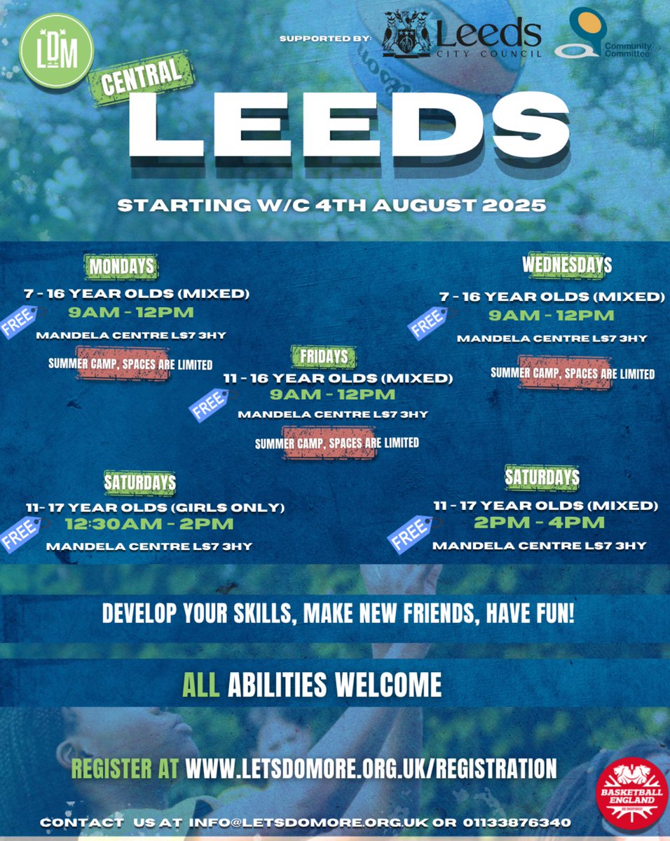 Cllr Jane Dowson (@cllrjanedowson) on Twitter photo FREE SummerHoliday Basketball sessions part funded by the councils InnerNorth Community Committee for your people aged 7 to 17. <a href="/ChapelAToday/">Chapel A Today</a> <a href="/chapeltownarts/">Chapeltown Arts</a> <a href="/ChacoLeeds/">Chapeltown Cohousing</a> <a href="/Child_Leeds/">Child Friendly Leeds</a> Make new friend, have fun and develop basketball skills. FREE SummerHoliday Basketball sessions part funded by the councils InnerNorth Community Committee for your people aged 7 to 17. <a href="/ChapelAToday/">Chapel A Today</a> <a href="/chapeltownarts/">Chapeltown Arts</a> <a href="/ChacoLeeds/">Chapeltown Cohousing</a> <a href="/Child_Leeds/">Child Friendly Leeds</a> Make new friend, have fun and develop basketball skills.