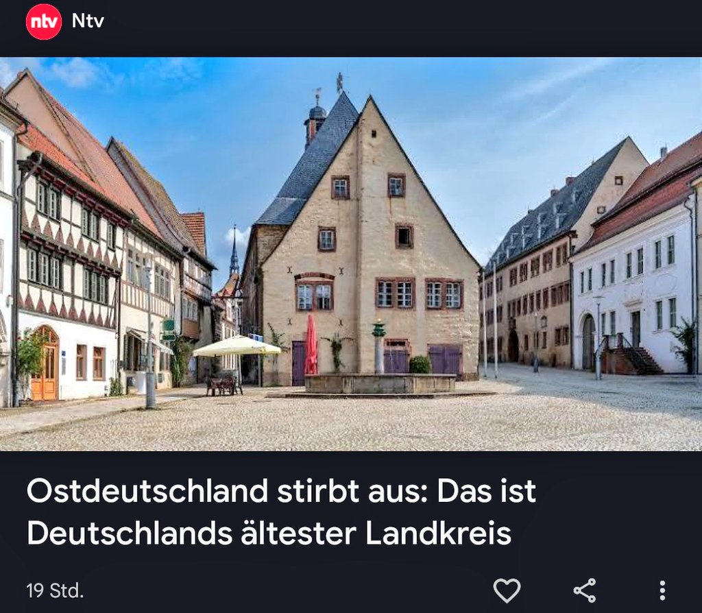 OomenBerlin's tweet image. Nicht alles ist schlecht.
"Östdeutschland stirbt aus: Das ist Deutschlands ältester Landkreis"
