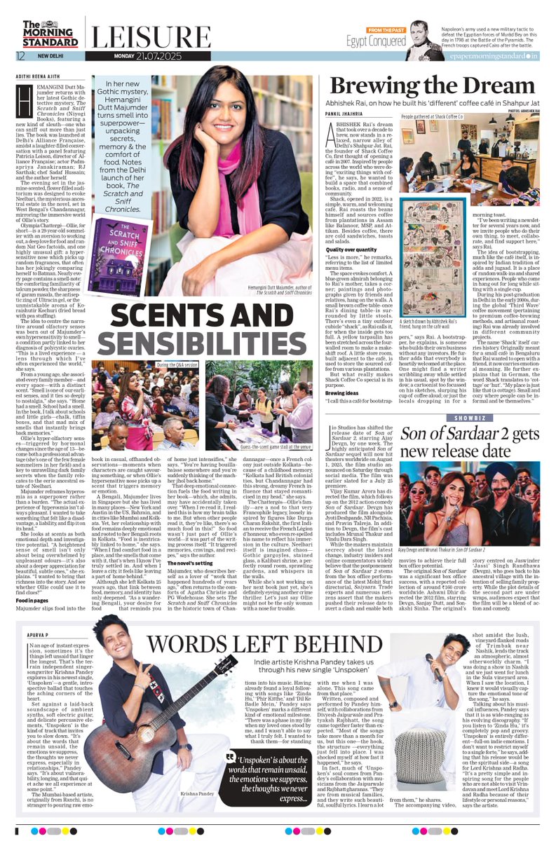 TNIE Features (@tniefeatures) on Twitter photo In today's <a href="/TheMornStandard/">TheMorningStandard</a>, author Hemangini Dutt Majumdar, turns smell into superpower with the Delhi launch of her book, The Scratch and Sniff Chronicles
<a href="/santwana99/">santwanabhattacharya</a> <a href="/PGhoshTNIE/">Paramita Ghosh</a>
Read: newindianexpress.com/cities/delhi/2… In today's <a href="/TheMornStandard/">TheMorningStandard</a>, author Hemangini Dutt Majumdar, turns smell into superpower with the Delhi launch of her book, The Scratch and Sniff Chronicles
<a href="/santwana99/">santwanabhattacharya</a> <a href="/PGhoshTNIE/">Paramita Ghosh</a>
Read: newindianexpress.com/cities/delhi/2…