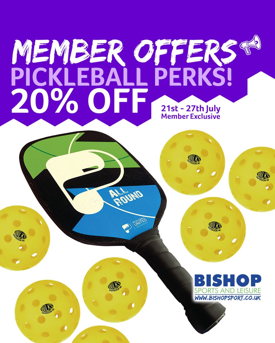 BishopSport's tweet image. Pickleball Perks are here! 🎾 

Members get 20% off paddles, balls, nets &amp;amp; more from 21–27 July. Perfect time to upgrade your kit for summer fun.

👉 Shop member offers: bishopsport.co.uk/collections/me…

#Pickleball #SummerSale #ActiveFun #MemberExclusive #BishopSports
