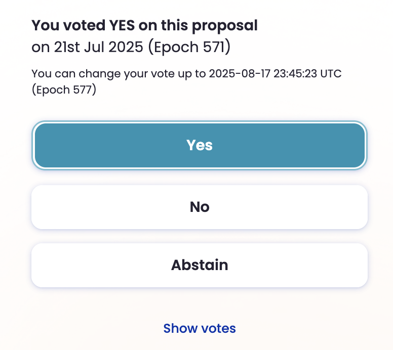 Wiiinnie's tweet image. Voted "YES" on the Midgard teasury withdrawal proposal. gov.tools/governance_act… #cardano #drep #midgard #rollups #optimisticrollups