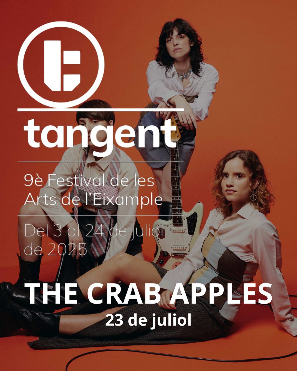 The Crab Apples arriben al Festival Tangent amb el seu pop inconformista i ple d’actitud.
📅 23 de juliol | 9è Festival de les Arts de l’Eixample
Un directe vibrant, amb lletres que remouen i melodies que enganxen.

#TheCrabApples #FestivalTangent #ArtsEixample