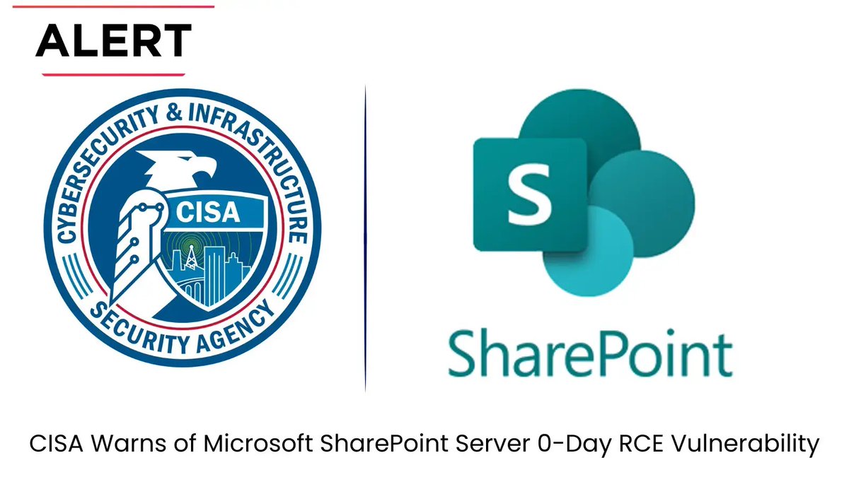 ransomnews's tweet image. 🚨 CISA warns of active SharePoint 0-day
CVE-2025-53770 allows #RCE via untrusted data deserialization.
#CISA urges urgent AMSI + Defender config or disconnecting internet-facing servers. Critical threat to enterprise infra.
#ransomNews #CyberSecurity #Infosec
