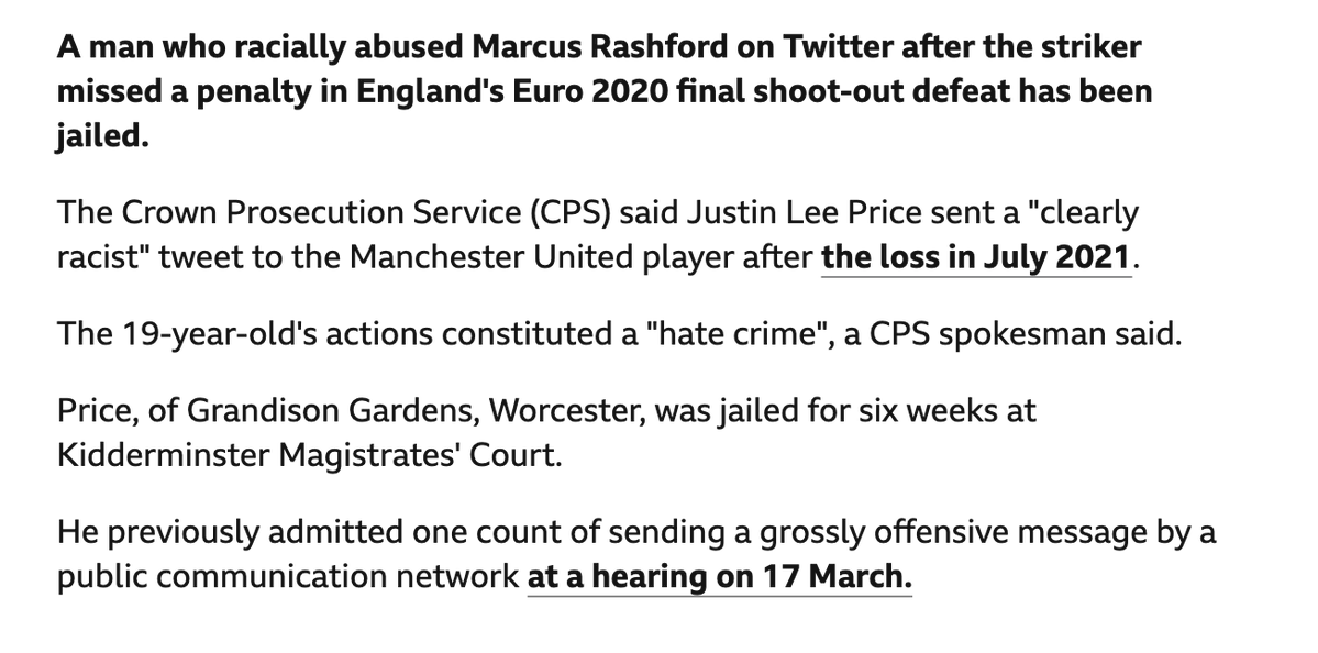 s8mb's tweet image. Insane. Six weeks in prison for sending a racist tweet. No threat or incitement to violence, but "clearly racist": six weeks in prison.