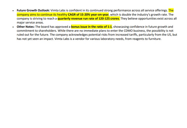 TiltQuest's tweet image. VIMTA LABS Q1FY26 CONCALL HIGHLIGHTS
#VIMTALABS