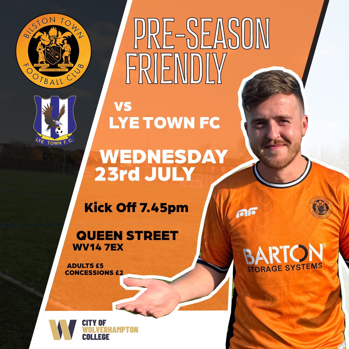 BilstonTownFC's tweet image. 🧡BACK HOME🧡
🆚@lyetownfc1930
🏡Queen Street
⚽️ 7:45pm
💷 £5 Adults £2 Concessions