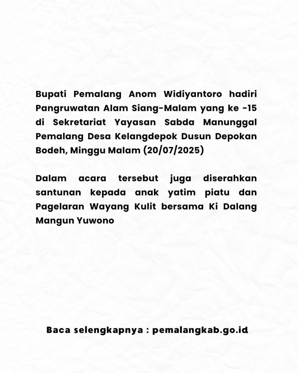 Pangruwatan Alam Siang - Malam yang ke 15 di Sekretariat Yayasan Sabda Manunggal Pemalang Desa Kelangdepok, Minggu (20/7/2025)