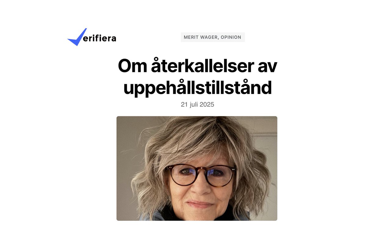 MeritWager's tweet image. Två korta utdrag ur texten på @VNyhetsbyra *
som anger att namnet är förkortat namn eftersom X inte tillåter namnet Verifiera:
"Det är givetvis bra – och det enda rätta – att en utredning görs om det framkommer misstankar om att uppehållstillstånd beviljats på felaktig grund.…