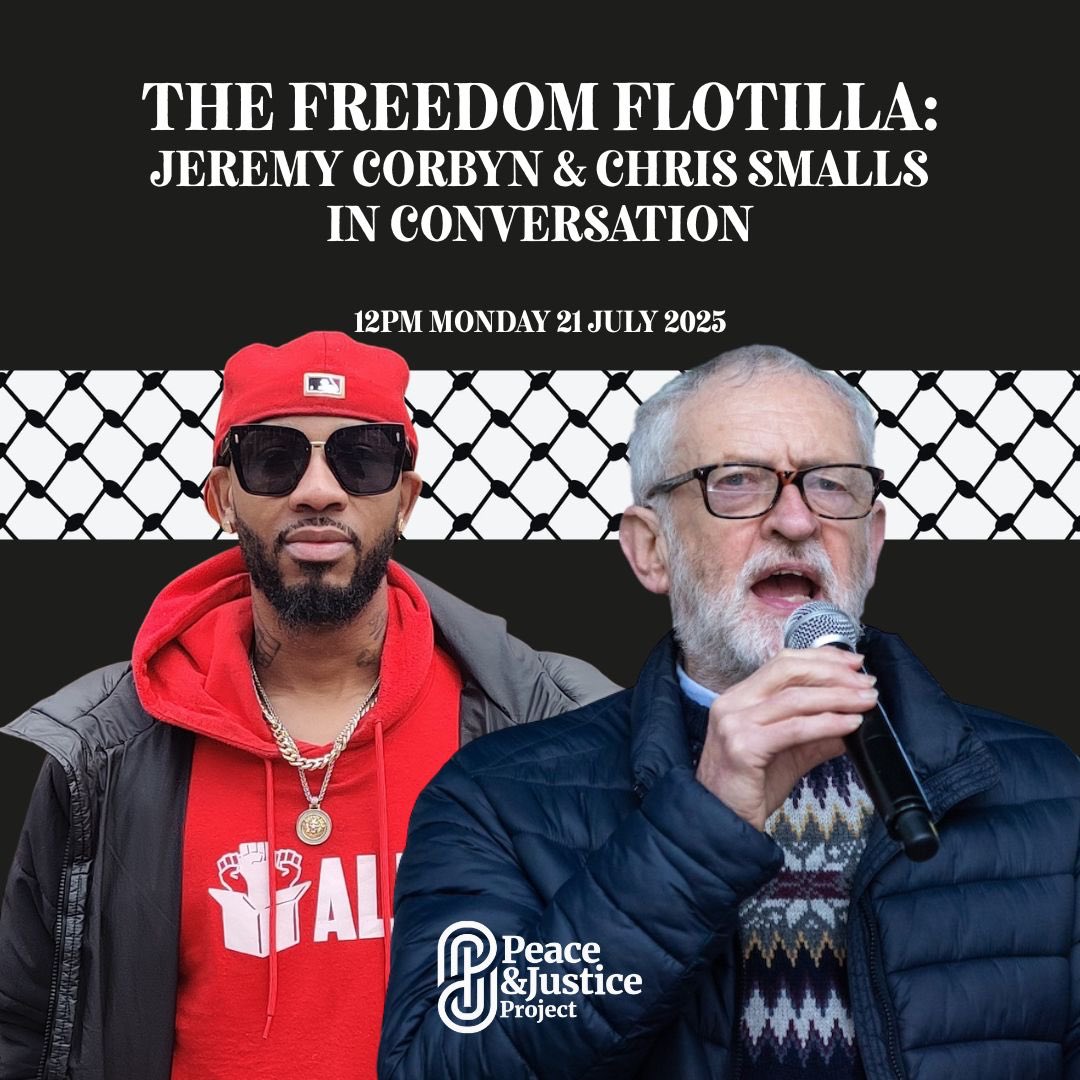 jeremycorbyn's tweet image. At midday, I’ll be speaking to Chris Smalls, who is on board the Freedom Flotilla to Gaza.
In the face of starvation and genocide, the freedom flotilla represents the very best of humanity and solidarity.
Join us at 12 (UK time) today at: youtube.com/live/HGRzQuYCp…