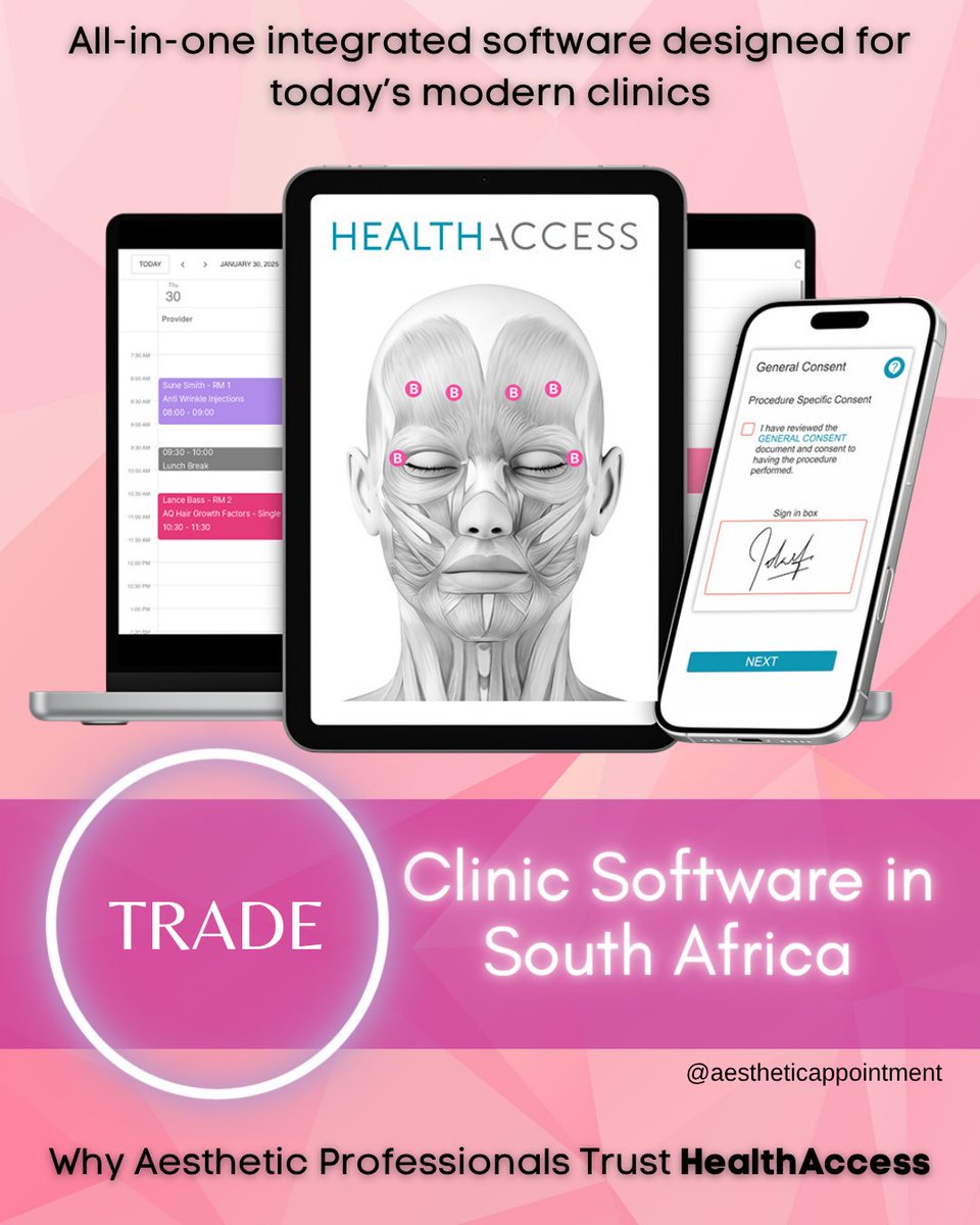 aestheticappsa's tweet image. Juggling bookings, records, and stock? HealthAccess (@healthaccesssof) is the all-in-one platform helping South African clinics work smarter, not harder: aestheticappointment.co.za/2025/07/health…

#HealthAccess #ClinicManagement #MedicalSoftware #AestheticClinicTools #PracticeManagement