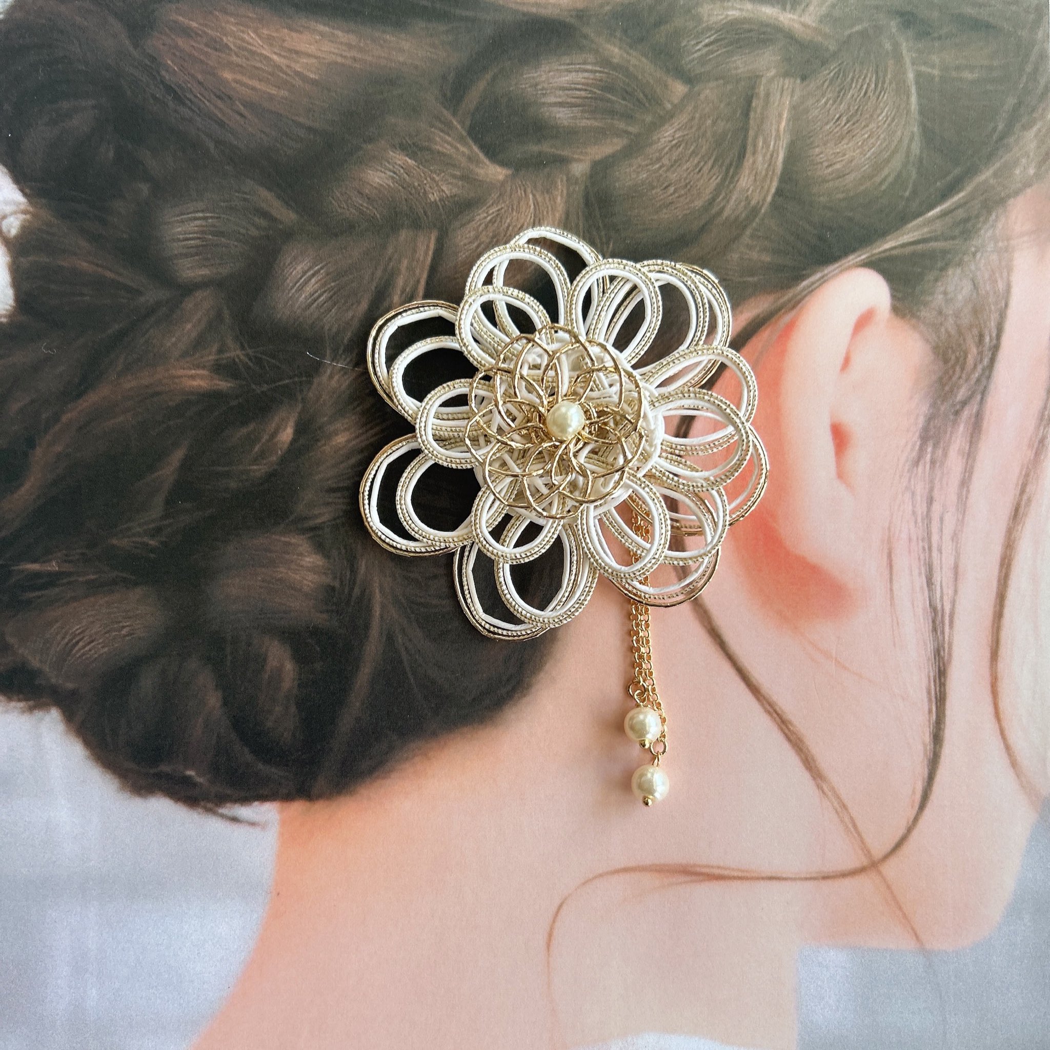はくとん・水引アクセサリー❁⃘*.゜ 水引ヘアピンかんざし 花2段｜ヘアアクセサリー｜knotノット