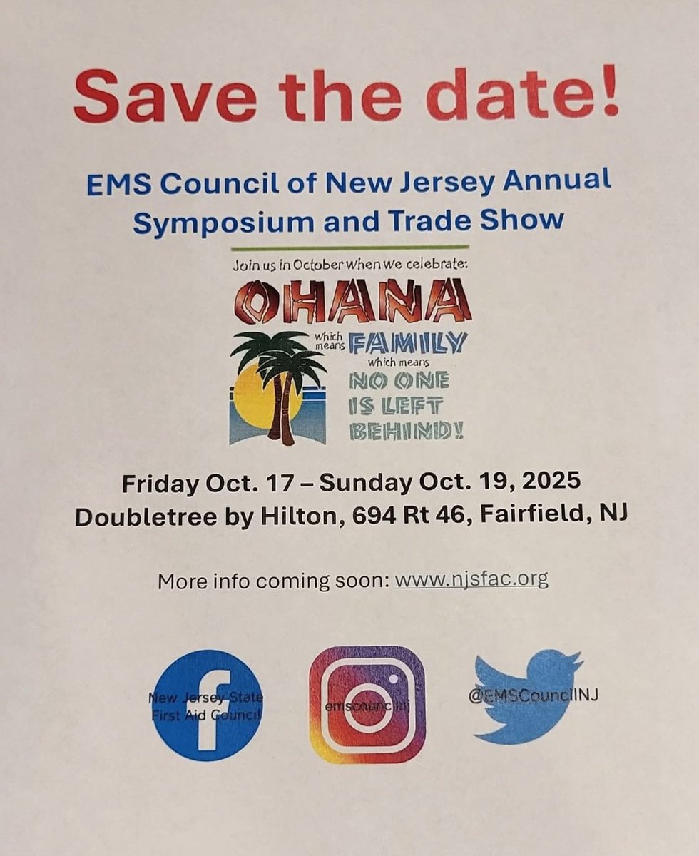 EMSCouncilNJ's tweet image. We have no doubt your calendars are marked, but here's a reminder. More info coming soon!