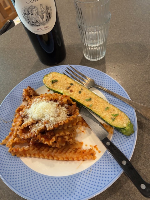 Nickyboy63's tweet image. Mafaldine with a nduja sauce, and broiled zucchini last night.