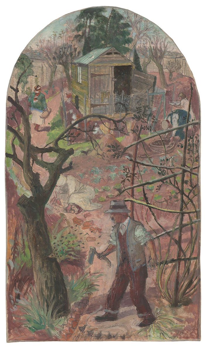 britgardhistory's tweet image. 'The Woodcutter and the Bees' - another beautiful and little known painting by Evelyn Dunbar, spring 1933